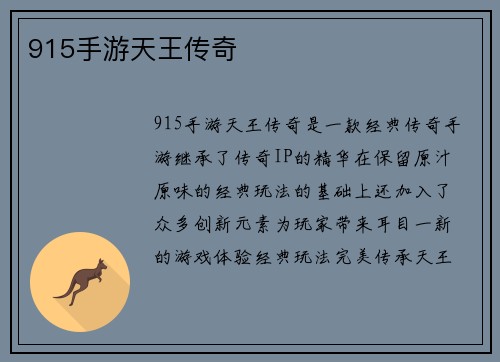915手游天王传奇